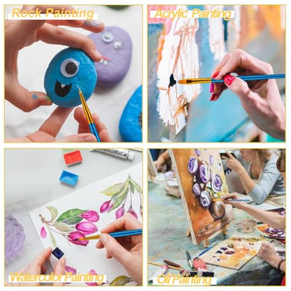 Mini Easels 12 Pack, Small Easels for Painting 24cm/9 Inch, Folding Design, Small Easel with 12 Palettes and 60 Brushes, Suitable for Outdoor Painting Party