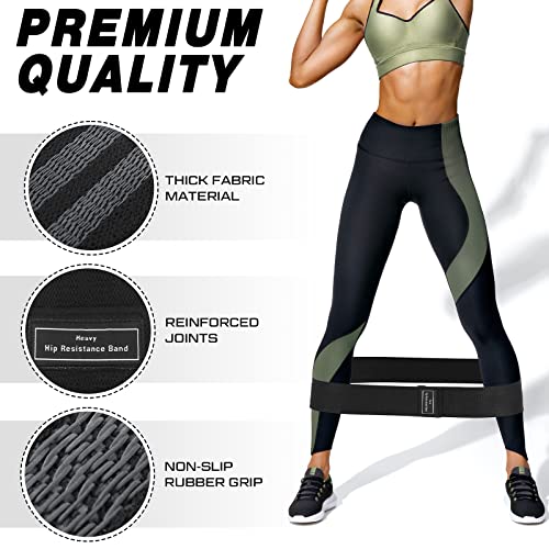12 Pcs Fabric Resistance Bands for Working Out Non-Slip Booty Exercise Loop Bands for Women Men Glutes Hip Thigh Butt Yoga Pilates Fitness Gym, Light Medium Heavy - color: Black, style: Heavy Resistance