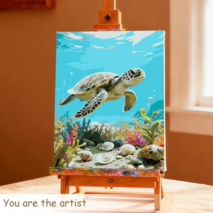 Muzagroo Paint by Numbers Oil Painting Kits for Adults DIY Sea Turtle Oil Painting for Beginners Hand Crafts Kits with Brushes and Acrylic Paints 16x20 inches (Sea Turtle) - color: Sea Turtle