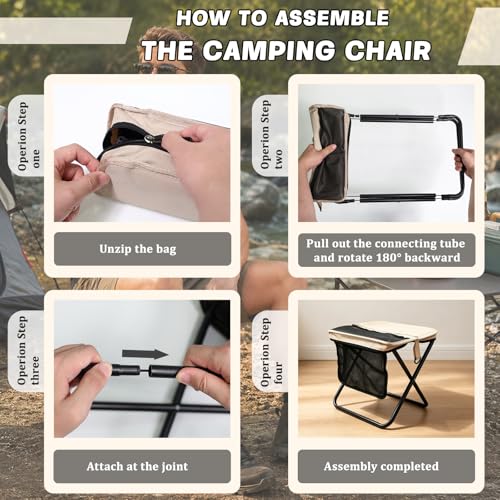 2-Pack Portable Collapsible Stool,Foldable Camping Stools for Adults, Heavy Duty Folding Backpack Stool with 13x10.6x12.2 Inch, Compact Seat for Fishing Hiking Picnic