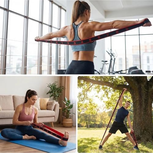 Fitness Resistance Band for Stretching and Yoga, 8-Section Elastic Stretch Strap with Numbered Markings, Adjustable Training Band for Pilates, Flexibility, Home Gym Workout