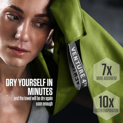 VENTURE 4TH Quick Dry Microfiber Towel for Camping & Gym - Lime Medium - color: Lime, size: 40.00" x 21.00"