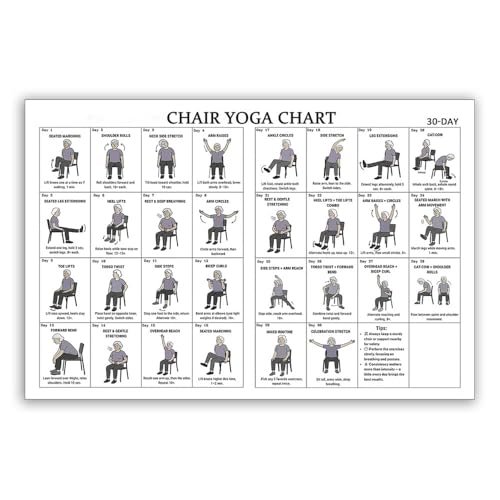 Chair Yoga Chart Poster Print Seated Exercises for Seniors and Beginners Canvas Wall Art Gym Yoga Room Living Room Bedroom Decor 12x18 Inch Unframed B ﻿ - color: Unframed-B, size: 18"L x 12"W