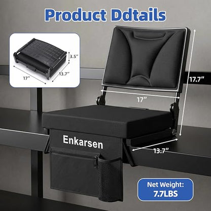 Stadium Seats with Back Support, Height & Angle Adjustable Reclining Backrest, Ultra-Soft Multi-Layer Foam Cushion, Portable Bleacher Chairs for Sports Events,Outdoor Camping & Concerts