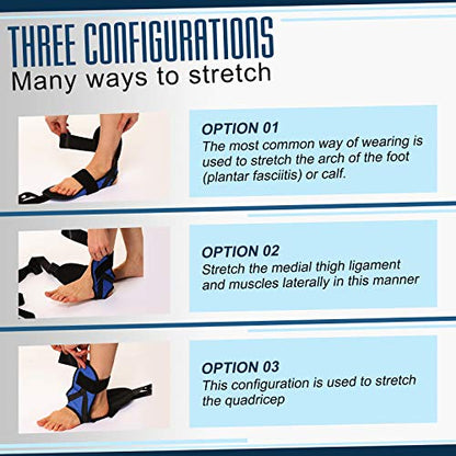 Foot and Calf Stretcher for Plantar Fasciitis, Achilles Tendonitis, Heel Spurs, Drop Foot. Yoga Stretching Strap for Leg, Thigh and Hamstring (Blue) - color: Blue
