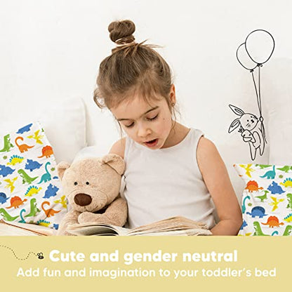 Toddler Pillow with Pillowcase, 13x18 My Little Dreamy Pillow (Happy Dino) - color: Happy Dino