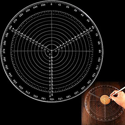 Frienda 300 mm/ 12 Inch Round Center Finder Compass Lathe Centering Tool Circle Gauge for Drawing Circles, Lathe Work and Woodturners, Round Template Clear Acrylic Drawing Circles Diameter