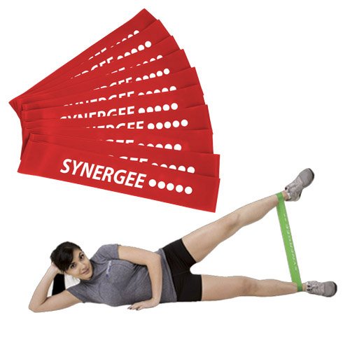Synergee Mini Loop Bands – Resistance Bands for Home or Gym - color: f) Red 10 Pack
