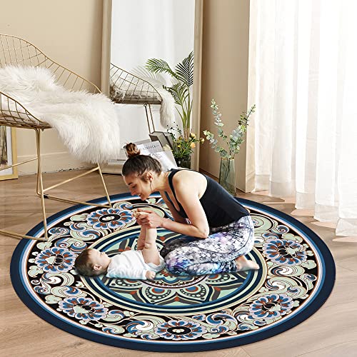 Knsbk Large Round Yoga Mat 4.6'X3.5mm for Exercise Premium Extra Thick, Ultra Comfortable, Non Slip, Meditation Mat - color: Mixed flowers A