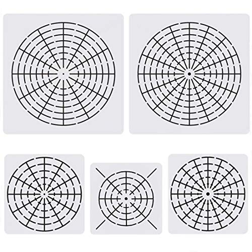 5 Pcs Plastic Mandala Stencils for Painting, Mandala Dotting Tool 8/12/ 16 Segment Creative Mandalass Wall Stencil, Laser Cut Painting Template for Floor Wall Tile Fabric Furniture Stencils Painting