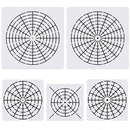 5 Pcs Plastic Mandala Stencils for Painting, Mandala Dotting Tool 8/12/ 16 Segment Creative Mandalass Wall Stencil, Laser Cut Painting Template for Floor Wall Tile Fabric Furniture Stencils Painting