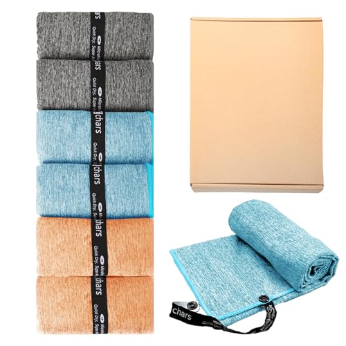 Microfiber Gym Towels - Quick Dry, Highly Absorbing, Silver ION Odor-Free Absorbent Fiber, for Men & Women - for Hot Yoga, Tennis, Running, Workout, Camping, Set of 6 Charcoal Gray (Mixed-Color Set)