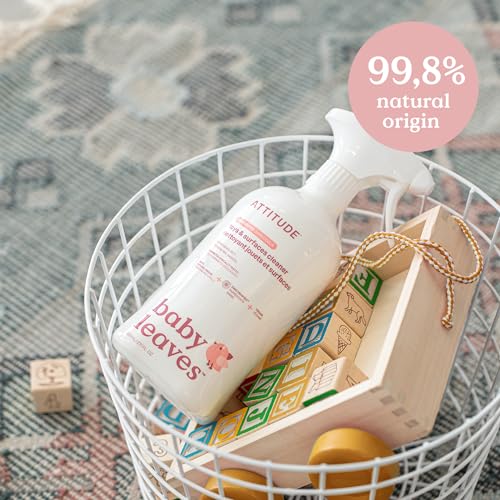 ATTITUDE Baby & Kids Toy Cleaner Spray, EWG Verified, Multi-Surface Cleaner for Toys, High Chairs & Play Areas, Naturally Derived, Vegan, Unscented, 27.1 Fl Oz (Pack of 6)