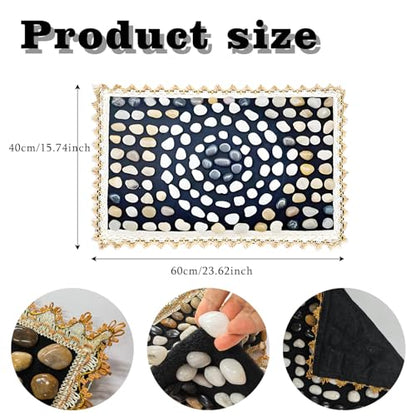 Foot Massage Mat Acupressure, Reflexology Pebble Pad for Pain Relief | Natural cobblestone foot massager mat with flexible base & lace border. Stimulates acupoints for pain relief & relaxation - color: Pebble-round