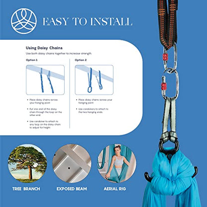 Aerial Silks Starter Kit, 9 Yards, Aerial Yoga Hammock, Hardware - color: Silver