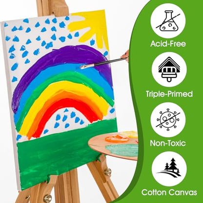 Stretched Canvas for Painting, Multi Size 11x14, 9x12, 8x10, 5x7, 4x4(4 of Each), 20 Packs Primed Blank Canvases, Very Good for Beginners or Professionals. - size: Multisize-20Pack