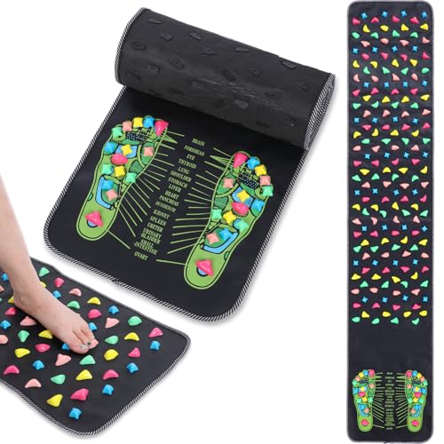 Kifmurase Foot Massage Mat, Acupressure Mats, Reflexology Walk Stone Road for Long Sitting Elderly Students Workers, Foot Massage Acupoint Mat for for Pain and Stress Relief (68.9 x 13.78 Inches)