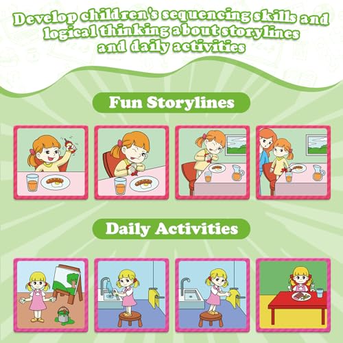 Kasfalci Sequencing Cards,Sequence Board Game for Kids,Speech Therapy Materials Toys for Autism,Story Storytelling,Social Skills,Sentence Building,Preschool Learning Activities,Classroom & Homeschool - style: 4-Scene-New