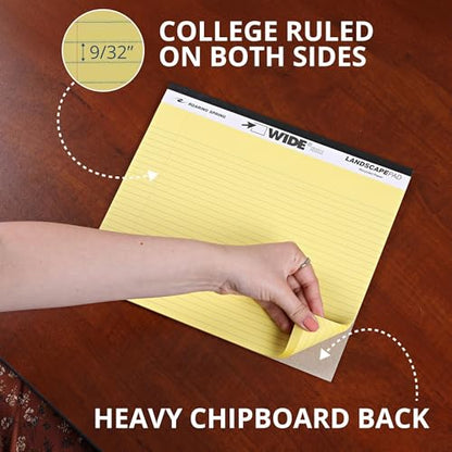 ROARING SPRING Wide Landscape Legal Pad, Canary Yellow, 36 Pads, 11" x 9.5", College-Ruled with Margin, 20 lb Recycled Paper, 40 Perforated Sheets, Made in USA - color: Canary, style: 36 Pads
