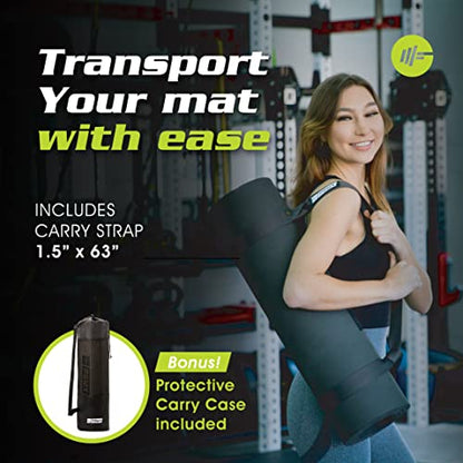 Extra Thick Yoga Mat for Women – TPE 10 mm-Thick Non-Slip Yoga Mat & Nylon Mat Strap – Men’s Fitness & Workout Mats for Home Gym – 26 x 74 In. Indoor-Outdoor Meditation & Exercise Mats by PowX (Black)