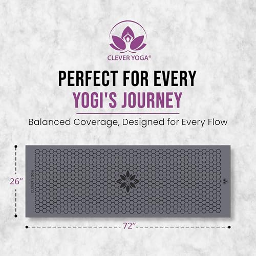 Clever Yoga Hot Yoga Mat Towel – Non-Slip Grip for Hot Yoga, Sweat Absorbent, Honeycomb Silicone Grip, Stays Flat – Ideal for Pilates, Travel, Washable & Lightweight - Gray - color: Gray