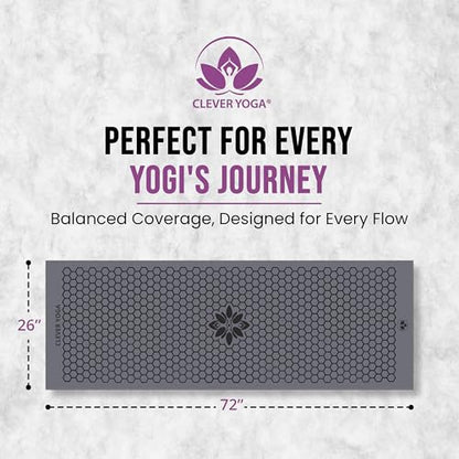 Clever Yoga Hot Yoga Mat Towel – Non-Slip Grip for Hot Yoga, Sweat Absorbent, Honeycomb Silicone Grip, Stays Flat – Ideal for Pilates, Travel, Washable & Lightweight - Gray - color: Gray