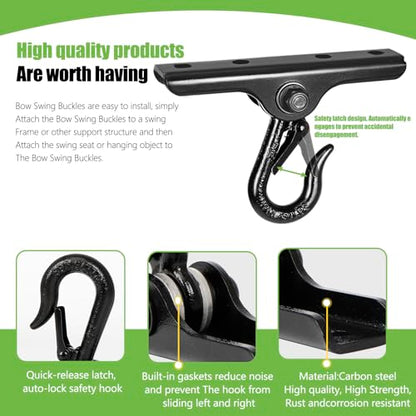 Heavy Punching Bag Hanger | Wall/Ceiling Mount Hook with 180° / 360° Rotation | Wood Beam Holder for Boxing, Weight Training, Aerial Yoga Swing & Hammock - size: 180° Swing with black hook