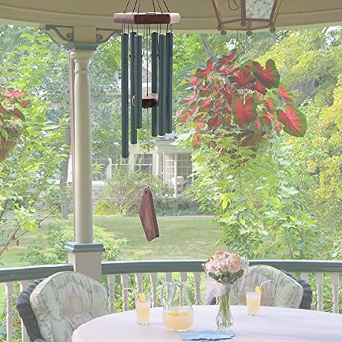 Small Green Wind Chimes for Outside, Tuned Soothing Melody, Sympathy Chimes for Mom/Housewarming, Outdoor Decoration - size: 28"GR