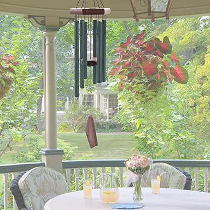 Small Green Wind Chimes for Outside, Tuned Soothing Melody, Sympathy Chimes for Mom/Housewarming, Outdoor Decoration - size: 28"GR