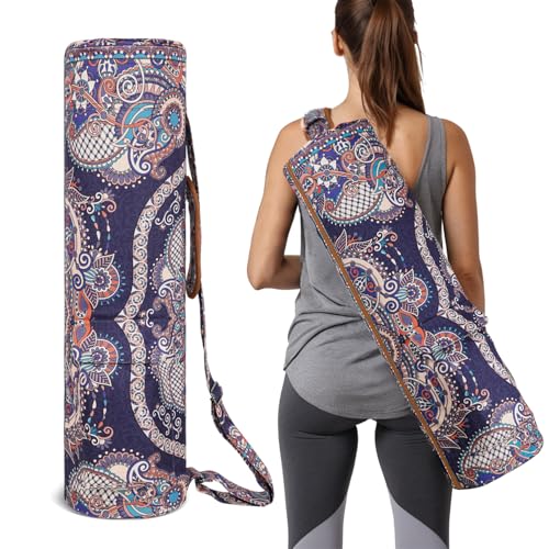 Yoga Mat Bag Full-Zipper Yoga Mat Carrier with Extra Wide Adjustable Strap 2 Multi-Functional Storage Cargo Pocket Stylish & Functional Yoga Bag Pilates Bag for Women & Men - color: Ancient Totem