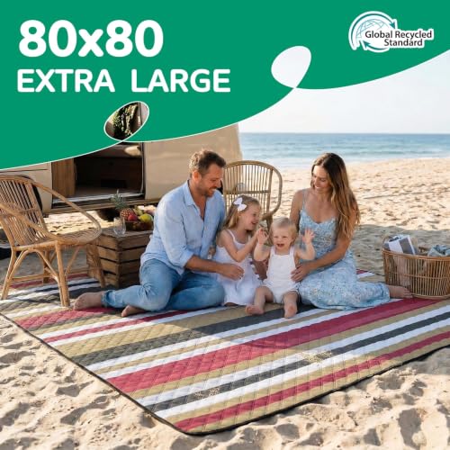 RYCHIC Waterproof Beach Blanket Picnic Outdoor Camping Mat Rug Christmas Xmas Birthday Practical Gift Mother Day Mom Big Sister Law Bestie Best Aunt Hostess Regalos de Navidad para Mujer Mama Abuela - color: Multi Brown