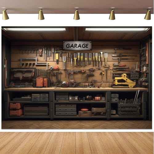 Yeele 5x3ft Garage Interior Backdrop Workshop Tools Cabinet Mechanic Tool Room Booth Background Repair Maintenance Shop Vinyl Wallpaper Background Kids Boys Birthday Party Decoration - size: 5x3ft