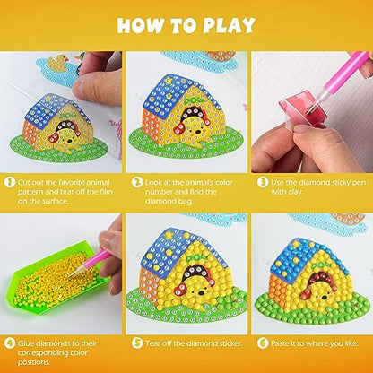 Labeol Diamond Art Kits for Kids Boys and Girls Ages 6-8-10-12 Easy to DIY Creative Diamond Art Sticker Craft by Numbers Kits for Kids and Adult Beginners (Engineering Vehicles) - style: Engineering Vehicles