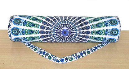 INDIAN CRAFT CASTLE ICC Yoga Mat Bag Carrier Full-Zip Exercise Yoga Mat Carry Bag for Women Men with Multi-Functional Storage Pockets and Adjustable Shoulder Strap 26X6 Inches - style: Blue Mandala
