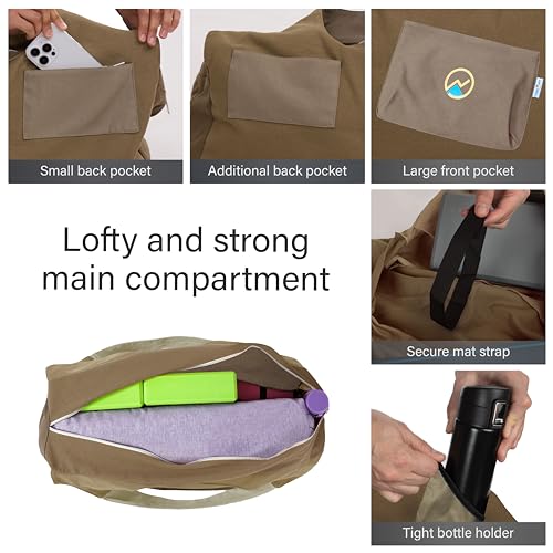 JoYnWell Yoga Bags and Carriers Fits All Your Stuff, Extra Large Yoga Mat Bag Full Zip Yoga Mat Bag with 3 Zipper pockets - color: Pickle-Khaki