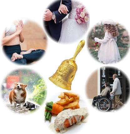 Hourwof Hand Call Bell,Metal Lotus Service Bell for Dinner Wedding - color: Gold