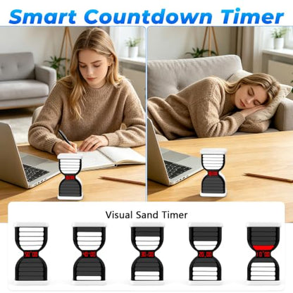 Digital Hourglass Timer for Productivity, Visual Countdown with Flight Flow - color: White