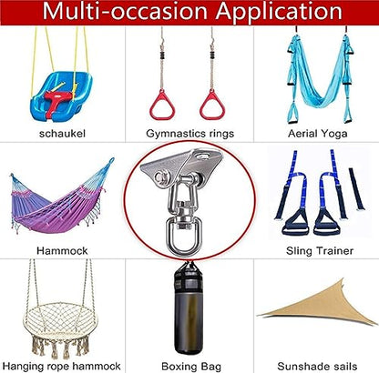 Hammock Hanging Kit - 1200 LB Capacity Heavy Duty 360° Rotating | ,Outdoor Patio Porch Swing Hardware Punching Bag Swivel Hanger,Ceiling Hook for Concrete Wood Swing, Yoga, Gym