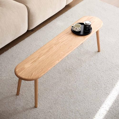 Solid Oak Dining Bench, 55.1 Inch Wood Bench for Dining Room - color: Natural Oak, size: 55.1''