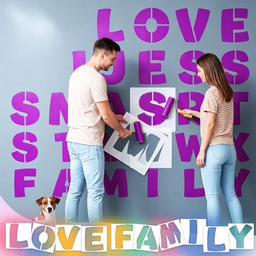 SATINIOR 19 Inch Large Letter Stencils and Numbers, 36 Pcs Reusable Alphabet Stencils Plastic Numbers Templates Craft for Wood Wall Fabric Signage Chalkboard Painting DIY Projects (Cute) - size: 19 Inch, style: Cute