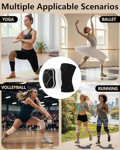 Eurzom 2 Pairs Dance Knee Pads for Women Girls Elastic Breathable Protective Non Slip Knee Pads for Dancer Cheerleading Pole Floor Dance Yoga Volleyball Sports