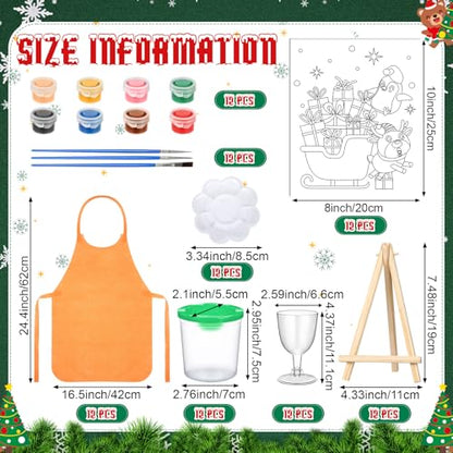 Sherr 96 Pcs 12 Sets Pre Drawn Canvas Kit for Painting Craft Sip and Paint Kit for Adults Pre Printed Canvas Painting Favor for DIY Birthday Gifts Adult's Date Party, 8 x 10 Inches(Christmas) - style: Christmas