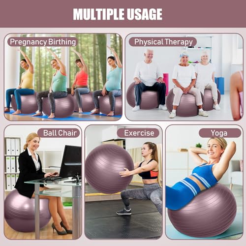 Leyndo 4 Pcs 26 Inch Yoga Exercise Ball Pilates - color: Rose Color