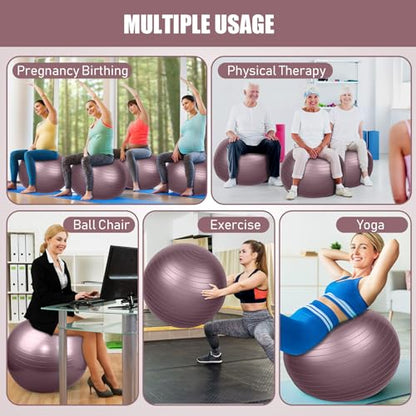 Leyndo 4 Pcs 26 Inch Yoga Exercise Ball Pilates - color: Rose Color