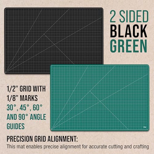 U.S. Art Supply 40"x60" Self-Healing Cutting Mat 5-Ply Green/Black | Double-Sided Green/Black Craft Mat, Non-Slip Cutting Mats for Crafts, Sewing, Quilting, Scrapbooking - color: Green/Black
