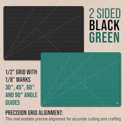 U.S. Art Supply 40"x60" Self-Healing Cutting Mat 5-Ply Green/Black | Double-Sided Green/Black Craft Mat, Non-Slip Cutting Mats for Crafts, Sewing, Quilting, Scrapbooking - color: Green/Black