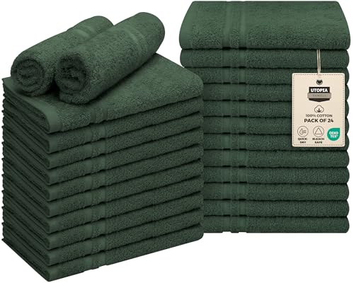 Utopia Towels Bleach Proof Salon Towels, Pack of 24, 16x27 in, Forest Green - color: Forest Green, size: 24 Pack