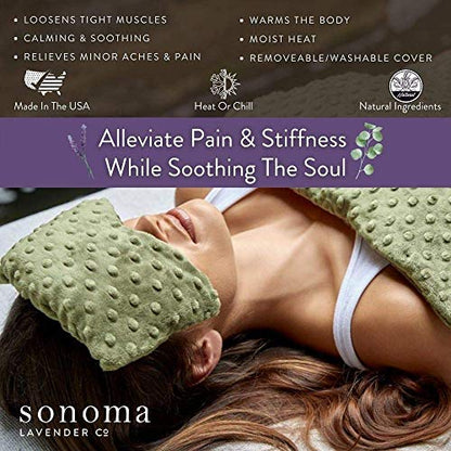 Sonoma Lavender Spa Mask, Heatable/Chillable Aromatherapy Eye Pillow with Lavender Infused Flaxseed Insert, Eye Compress for Stress Relief with Removable and Washable Cover (Lilac Dot) - color: Lilac Dot