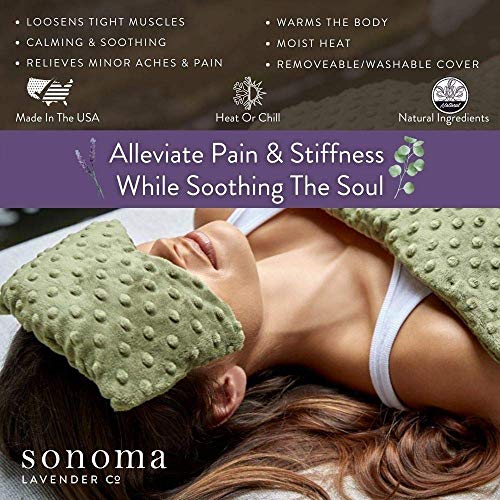 Sonoma Lavender Spa Mask, Heatable/Chillable Aromatherapy Eye Pillow with Lavender Infused Flaxseed Insert, Eye Compress for Stress Relief with Removable and Washable Cover (Lilac Dot) - color: Lilac Dot