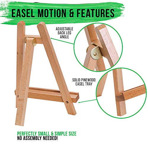 US Art Supply 10.5" Small Wooden Tabletop Easel (6 Pack) for Painting and Display Stand - A-Frame Table Top Easel, Canvas Holder